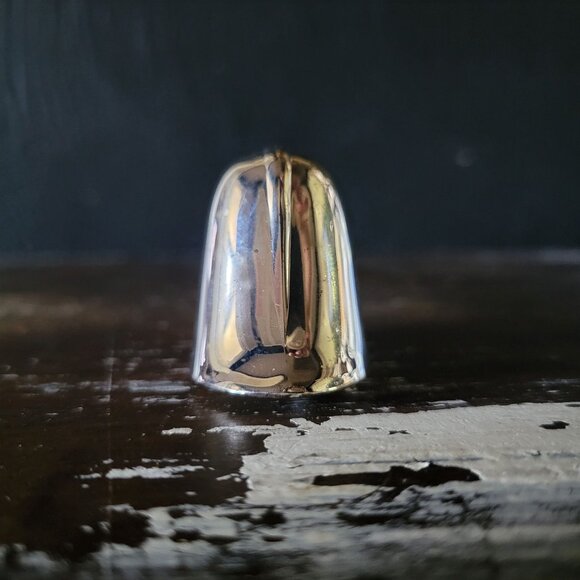 Silver Tone Candle Snuffer With Long Curved Handle & Bell Shaped Top - Picture 2 of 5